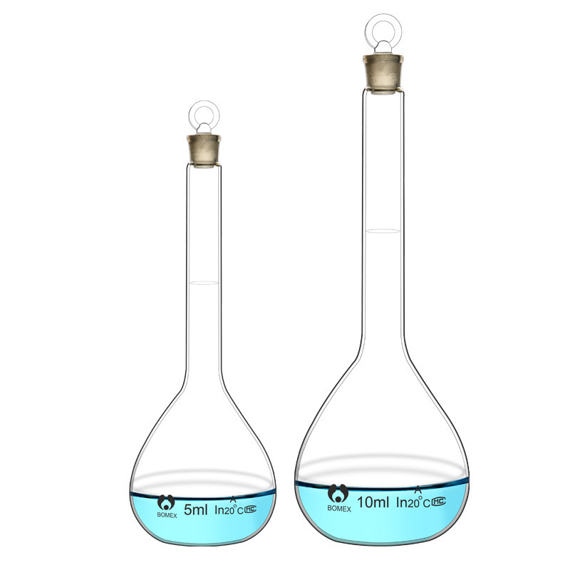 High quality and transparent laboratory glassware precise glass volumetric bottle flask