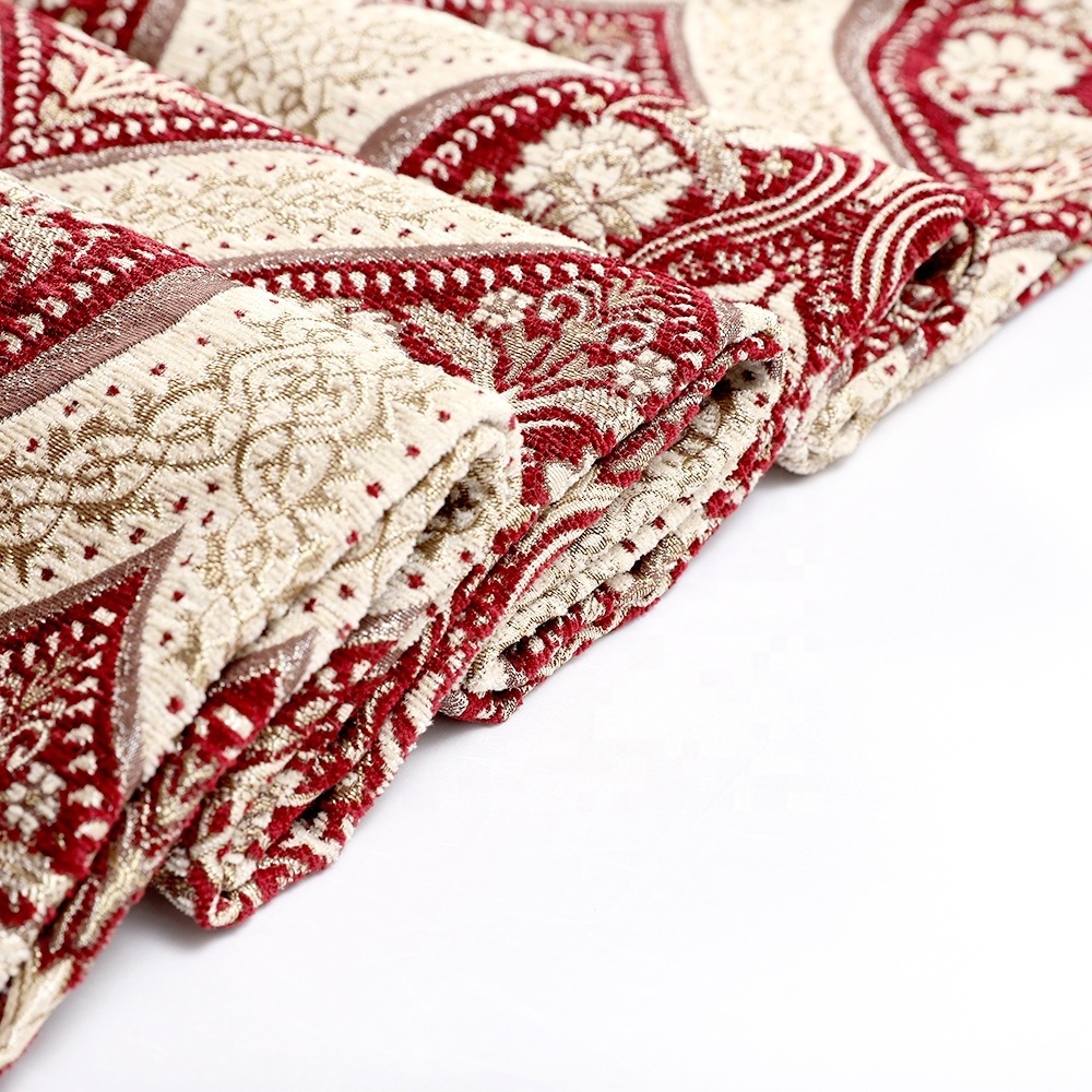 Wholesale Classical Arabic Design Home Deco Upholstery Heavy Cotton Jacquard Chenille Fabric for Home Textile Sofa Cloth Cover