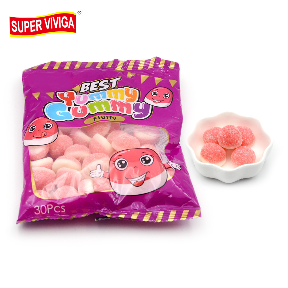 wholesale custom pink mini heart shape sweet fluffy soft gummy candy