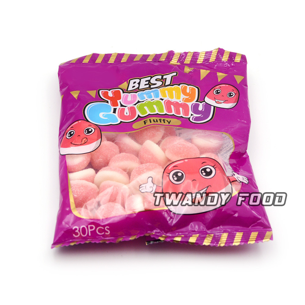 wholesale custom pink mini heart shape sweet fluffy soft gummy candy