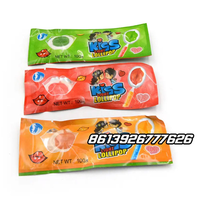 sweet fruity colorful kiss lip shape glow stick soft gummy lollipops