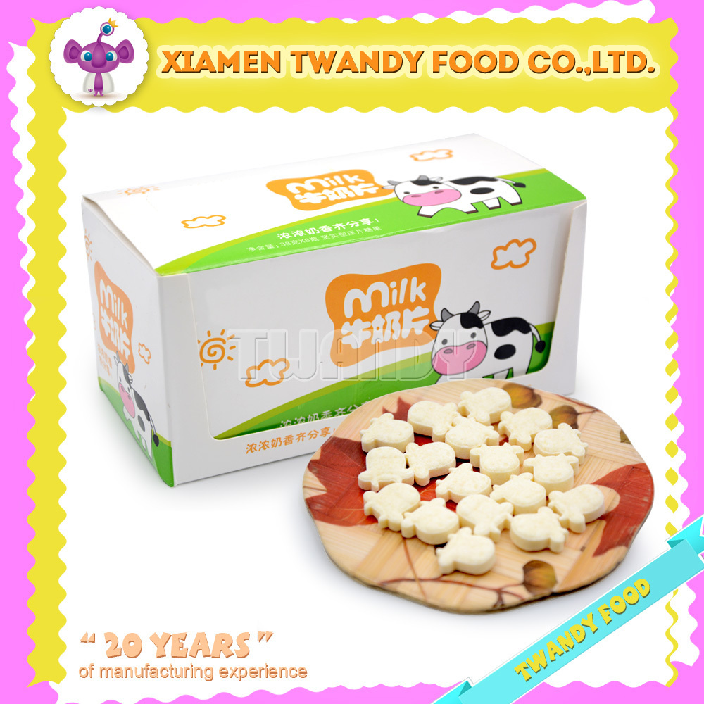 Healthy Milk Tablet Candy with Cartoon Head Shape of Cow