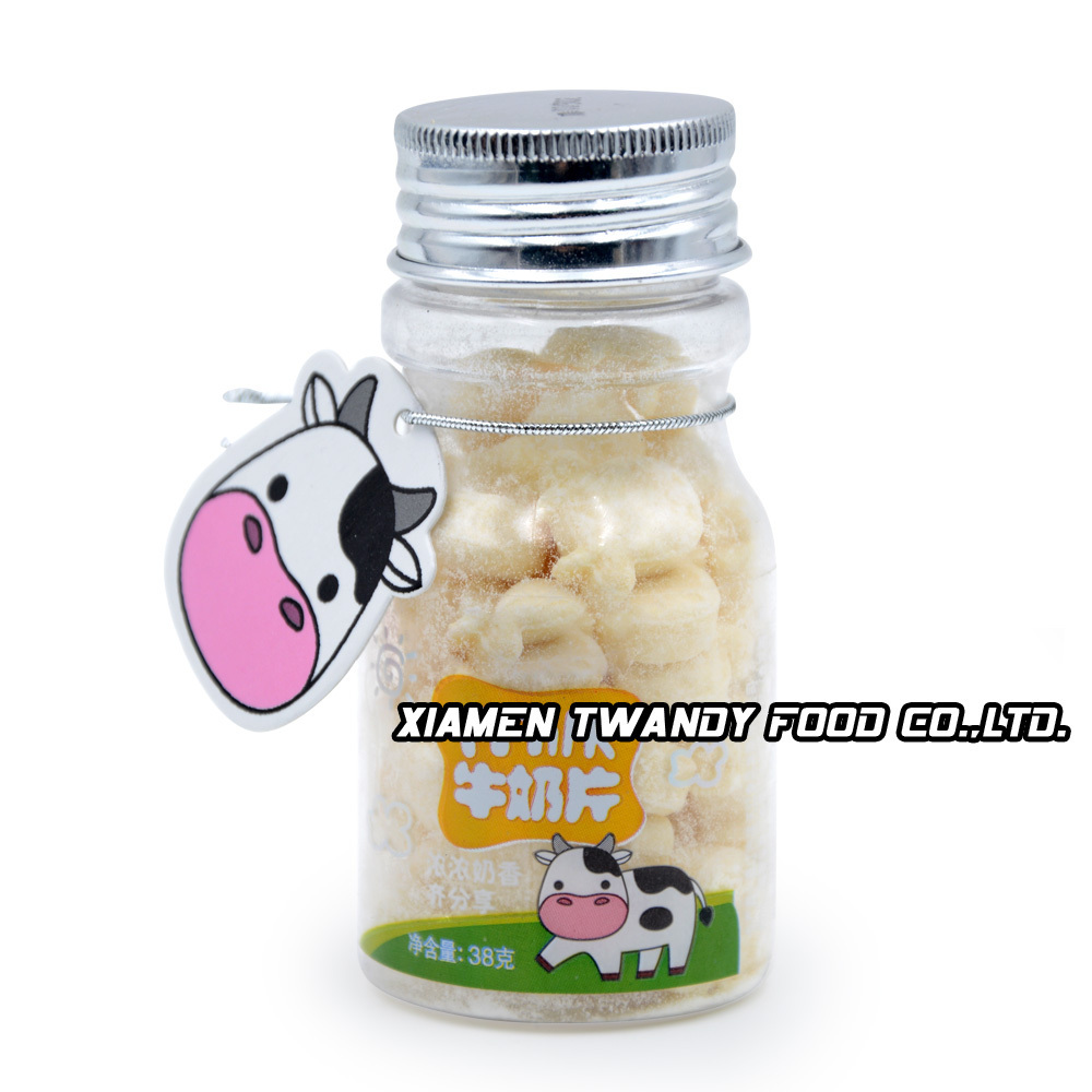 Healthy Milk Tablet Candy with Cartoon Head Shape of Cow