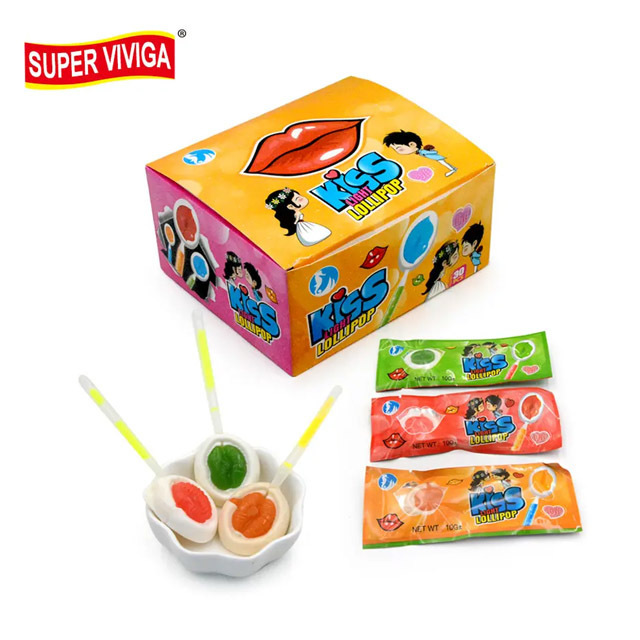 sweet fruity colorful kiss lip shape glow stick soft gummy lollipops