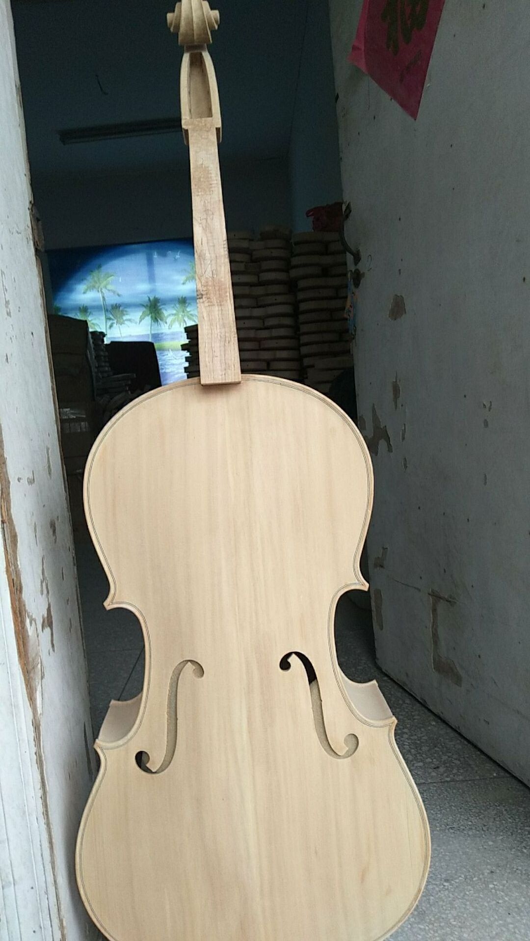 Quality Solid Wood Flamed Cello Unfinished White Cello 4/4 Made in China