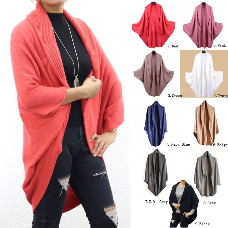 Casual Style Turn-down Collar Acrylic Cashmere Feel Ribbed Collar Women Knit Cardigans Shrug