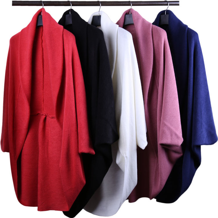 Casual Style Turn-down Collar Acrylic Cashmere Feel Ribbed Collar Women Knit Cardigans Shrug