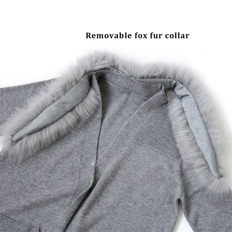 Latest Design Women Comfortable Wool Blend Knitted Sweaters Cardigan with fur