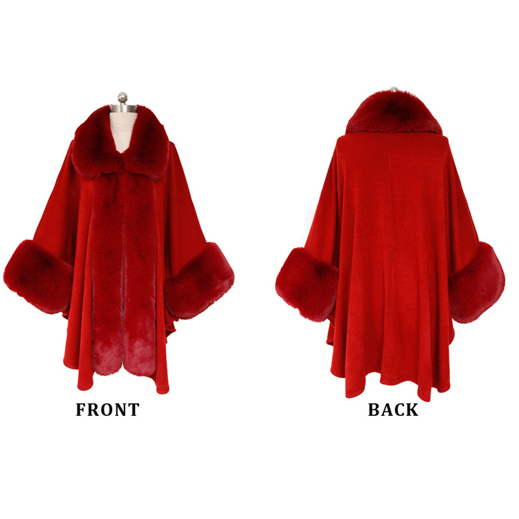 Fashion Style Winter Knitted Custom Faux Fur Trim Elegant Coats For Ladies Women