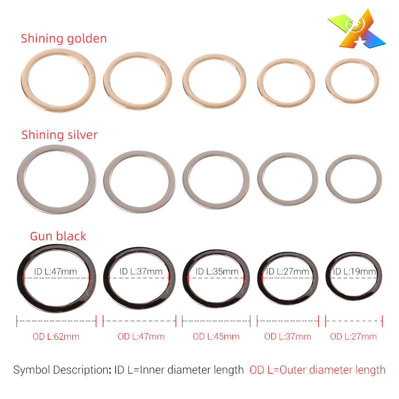 custom design cheap flat round metal iron gold o-ring for handbag hardware