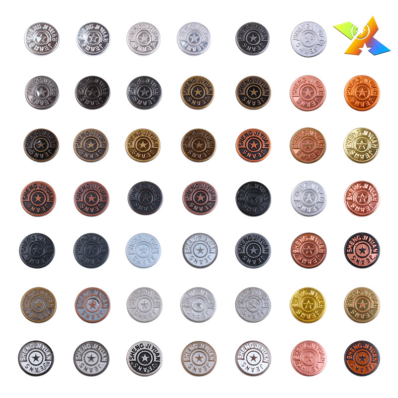 custom logo metal copper alloy lead nickle free remove shank engraved screw tack jeans buttons for denim jeans