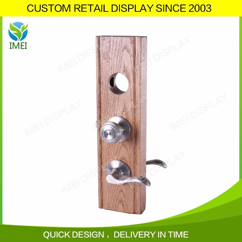 Retail wood door lock display stands for decoration shop clear display cabinet with lock