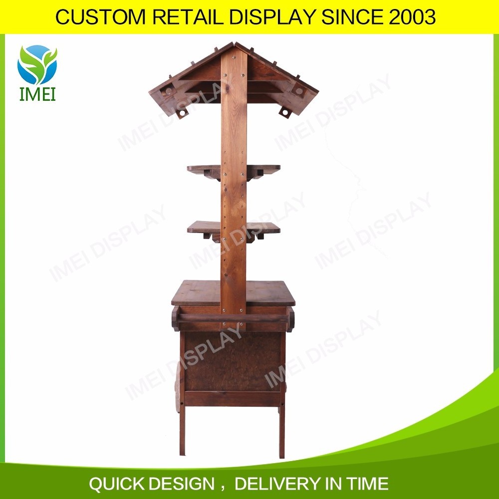 Hot sale decorative mobile wooden wagon display carts storage wood cart display