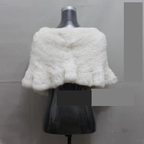 YR054 China Factory Direct sale Thick Hand Knit High Quality Genuine Rabbit Fur Shawl For Bridal