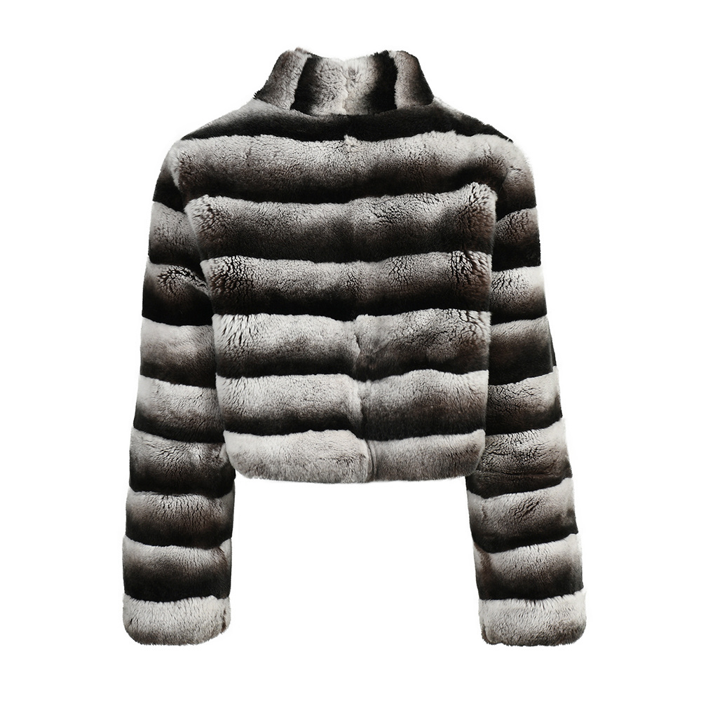 Top Quality Women Dyed Chinchilla Rabbit Fur Jacket Custom Ladies Drop Ship Fluffy Soft Genuine Rex Rabbit Fur Coat