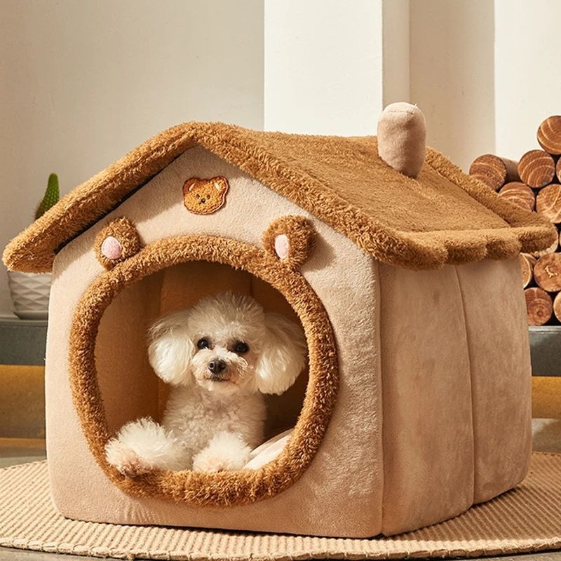 Foldable Pet Dog House Indoor Winter Warm Cat Bed Tent for Small Dog Cat Nest Kitten Teddy Comfortable Sofa Cushion Pet Supplies