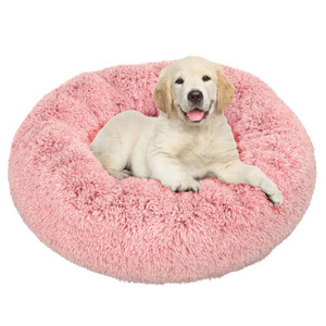 Manufacturer Wholesale Custom 2023 Hot Luxury Plush Fluffy Large Donut Pet Bed Dog Beds Round Washable Dog Beds For Dogs