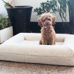 YangyangpetWashable Removable Cover Waterproof Linen neutral cream yarn boucle orthopaedic orthopedic foam dog bed