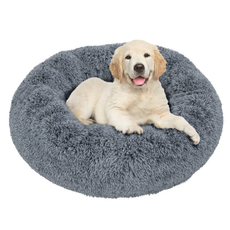 Manufacturer Wholesale Custom 2023 Hot Luxury Plush Fluffy Large Donut Pet Bed Dog Beds Round Washable Dog Beds For Dogs