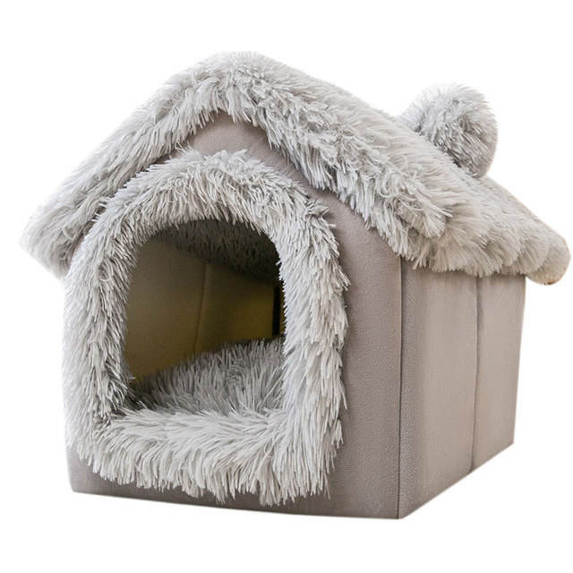 Foldable Pet Dog House Indoor Winter Warm Cat Bed Tent for Small Dog Cat Nest Kitten Teddy Comfortable Sofa Cushion Pet Supplies