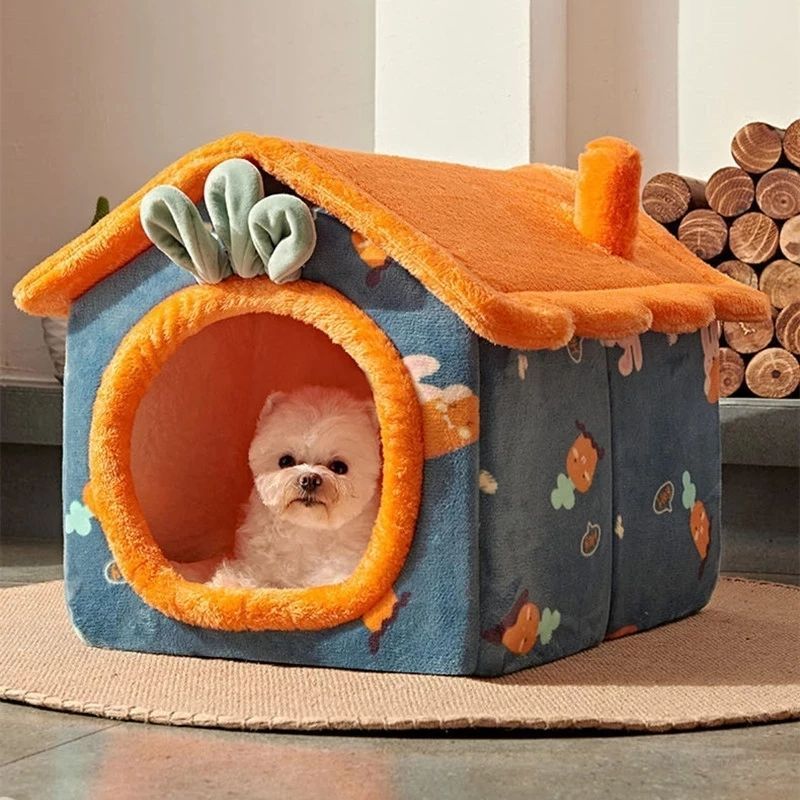 Foldable Pet Dog House Indoor Winter Warm Cat Bed Tent for Small Dog Cat Nest Kitten Teddy Comfortable Sofa Cushion Pet Supplies