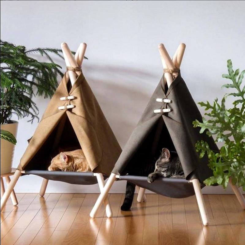 New Design Washable Portable Cute Pet Tent White Canvas Bed For Dog And Cat