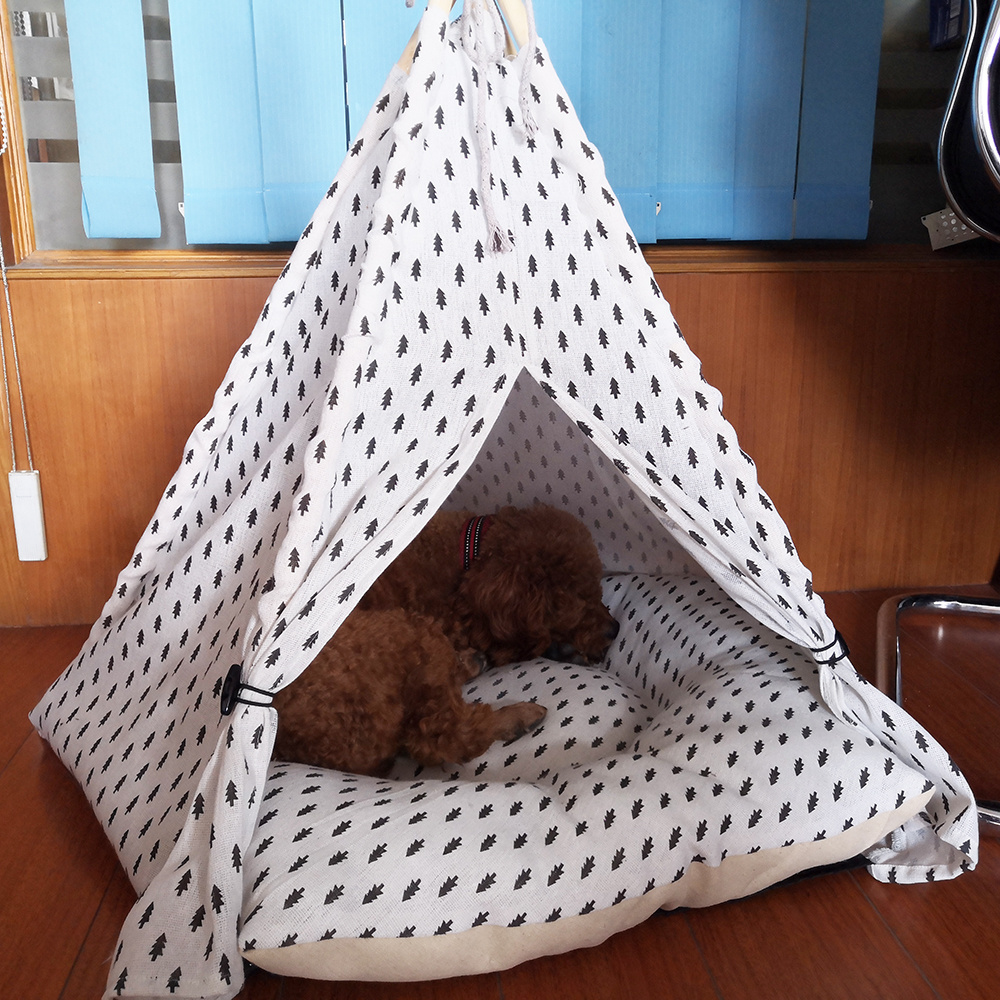 Yangyang Pet Outdoor Travel Polyester Wood Solid Customized Accepted Customized Colors PP Fiber Camping Dog Cat Teepee Tent