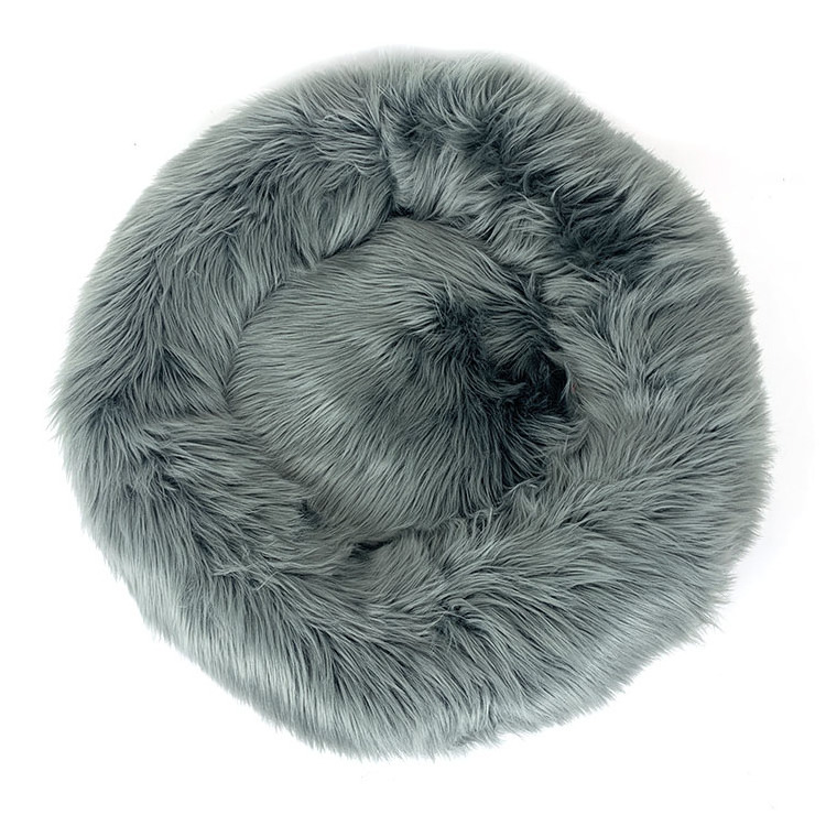 YangyangPet Soft Luxury faux fur Pet Cushion Round Pet Bed For Dog Cat