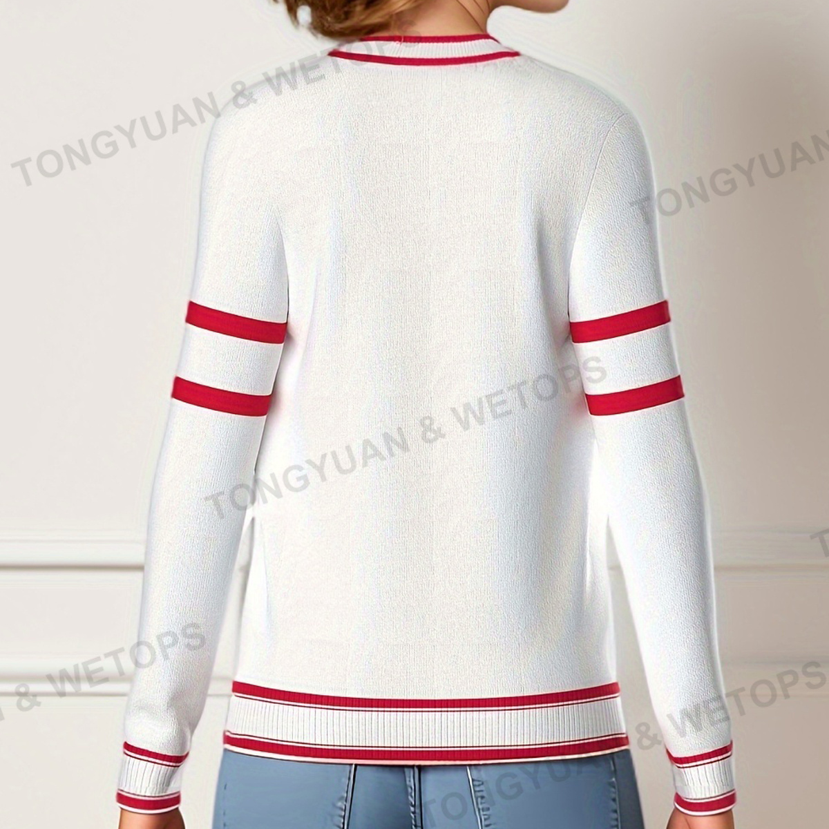 BSCI Custom Clothing Manufacturers Wholesale DST Delta Theta 1913 Greek Sorority Sigma Red And White Chenille Patch Sweater