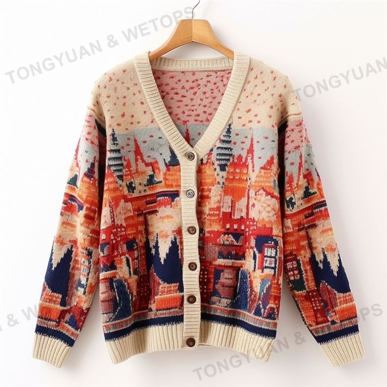 Wholesale Fashion Winter Custom Women Fashion Knitwear Cardigan Sweater