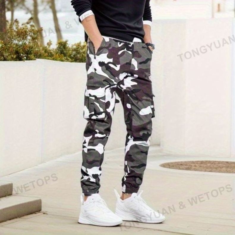 Custom Clothing Streetwear Cargo Sweatpants  Tapered Jogger Pants  Polyester Track Pants  Workout Cargo Shorts Trousers