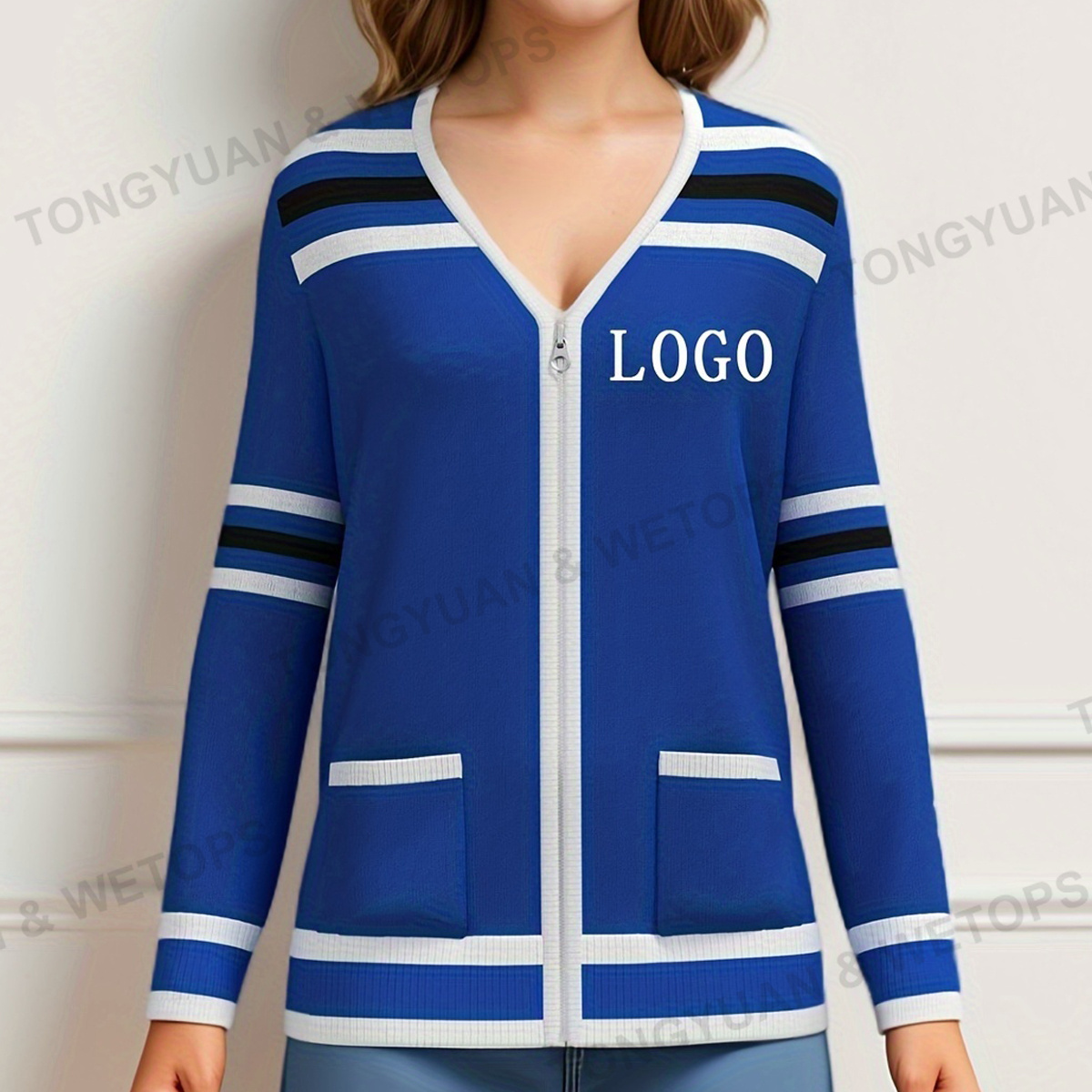 BSCI Custom Cardigan Sweaters Sorority ZOB Zeta Phi Beta Greek V Neck Letters Patches Unisex Letterman Embossed Varsity Cardigan