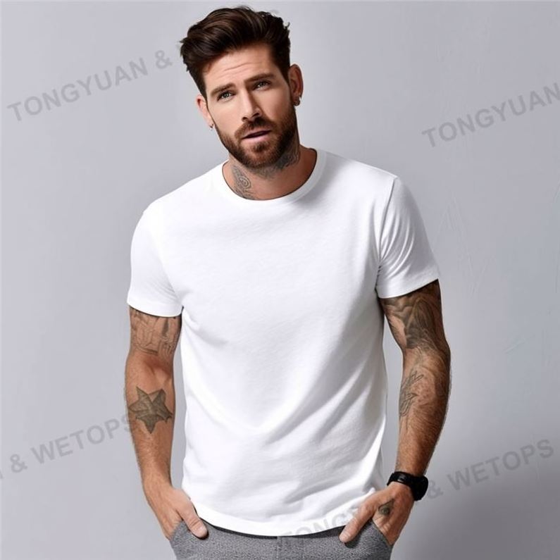 Plus Size Cheap Custom Wholesale Blank Men Women Summer T Shirts Round Neck Sleeve Men Solid White T Shirts Embossed Tshirt