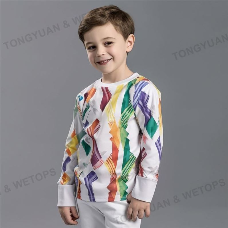 2023 Mardi Gras Kids Long Sleeve T-Shirt Polyester Print Clothing Boys Striped Shirts