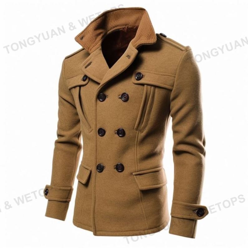 Fashion Two-Collar Cold-Proof Men's Coat Woolen Coat