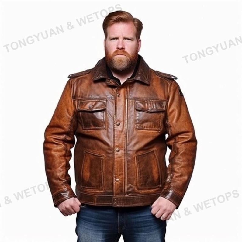 Plus Size Jacket Men's Leather Jacket For Biker Distressed Genuine Lambskin Top Quality Material Parka Jacket Men