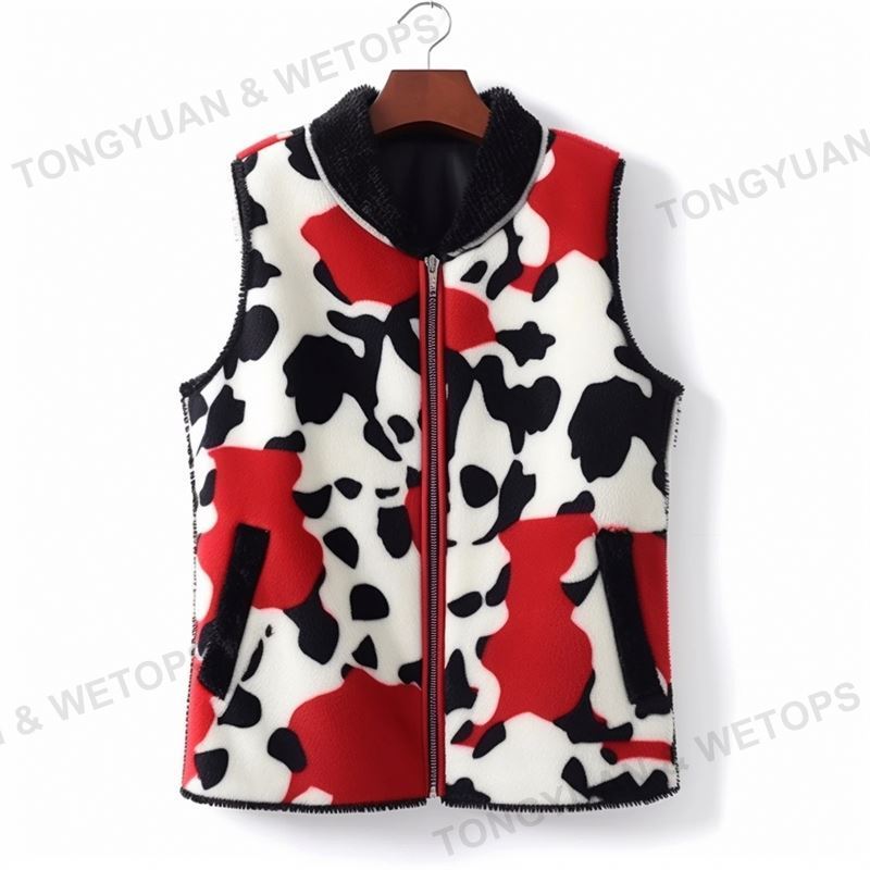 Plus Size High Quality Women's Cow Prints Winter Fashion Vest Jacket Sleeveless Causal Autumn Plush Zip Up Coat Jackets