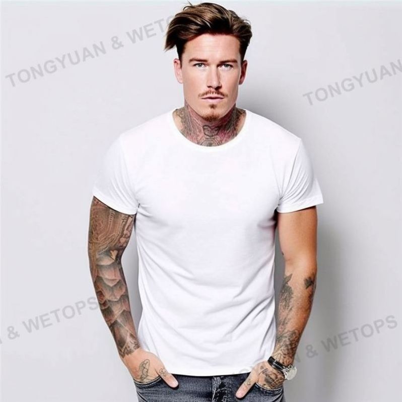 Plus Size Cheap Custom Wholesale Blank Men Women Summer T Shirts Round Neck Sleeve Men Solid White T Shirts Embossed Tshirt