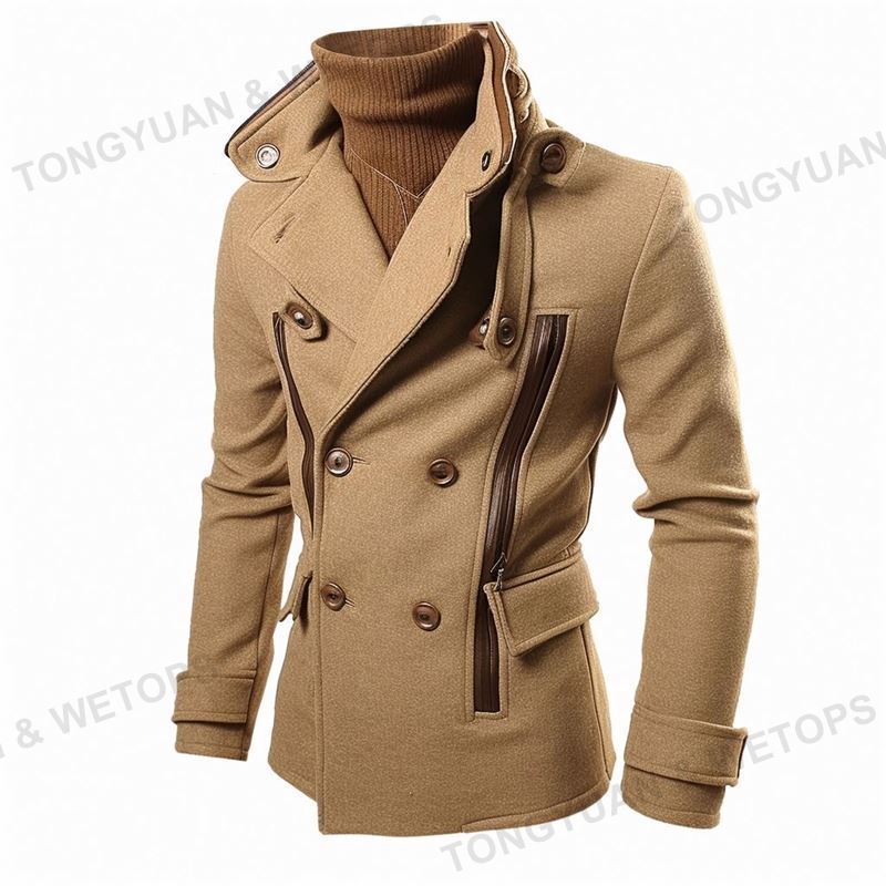 Fashion Two-Collar Cold-Proof Men's Coat Woolen Coat