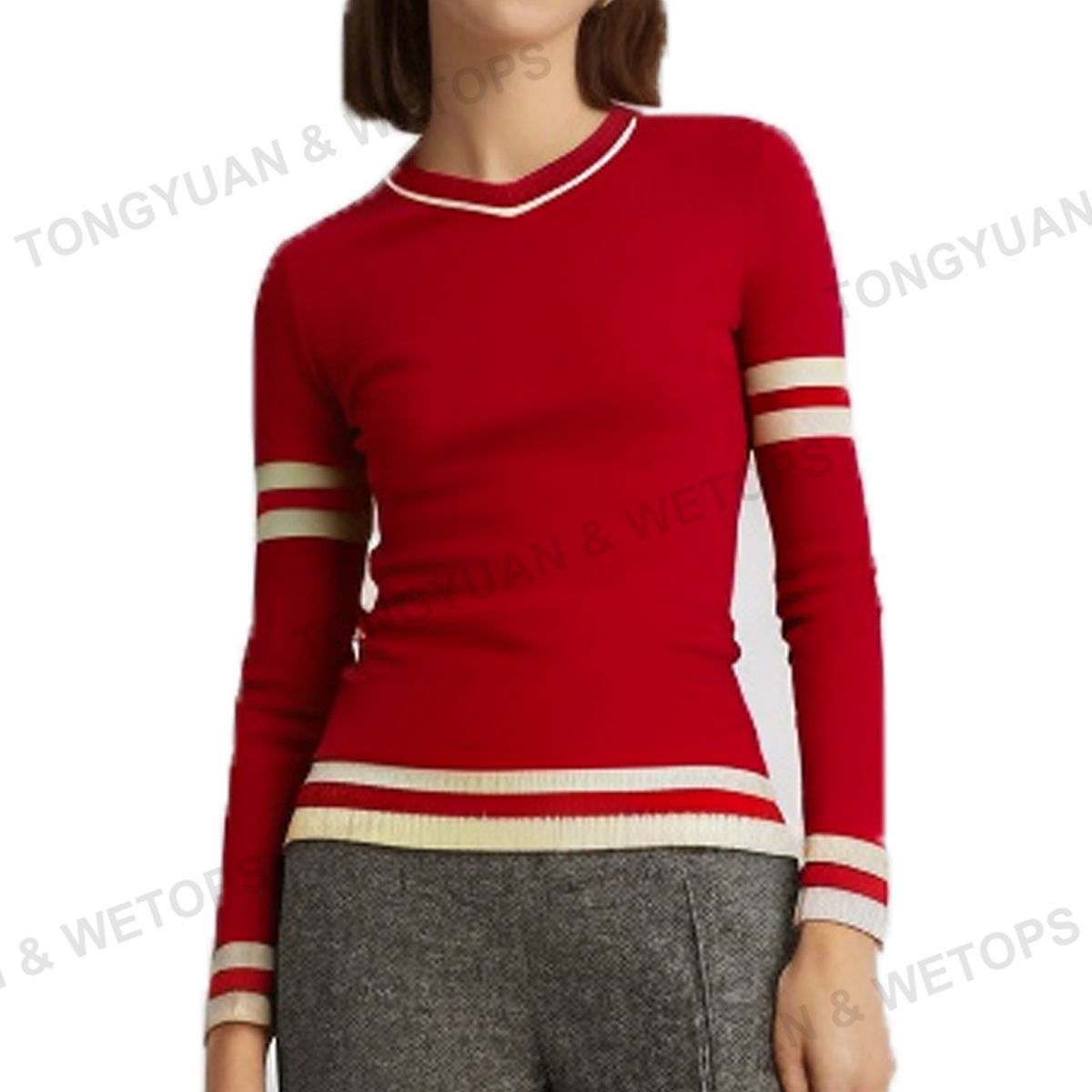 Oversized Sweater Embroidered Delta Sigma V Neck Stripe Red Pullover 1913 Knitted Sorority College Groups Wear Varsity sweater