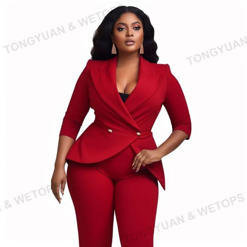 Plus Size Sleeveless Dresses Office Suits Women Business Suit 2 Piece Set Formal African Women Plus Size Women Church Suits