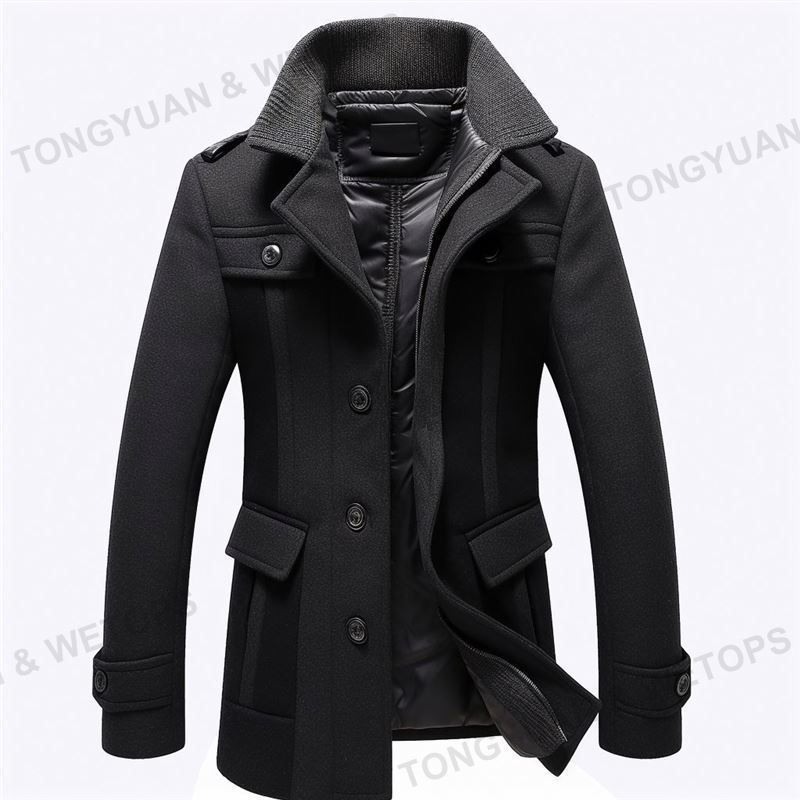 Fashion Two-Collar Cold-Proof Men's Coat Woolen Coat