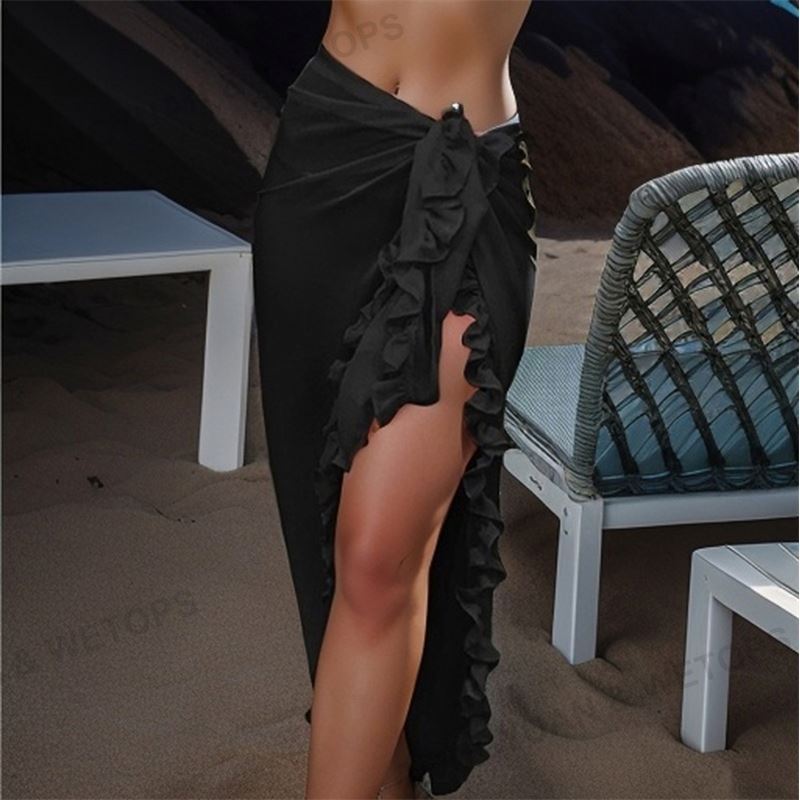 BSCI Sexy Women Chiffon Swimwear Pareo Scarf Cover Up Wrap Kaftan Sarong Beachwear Bikinis Cover-Ups Skirts Swimwear Cover