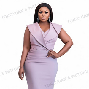 Plus Size Sleeveless Dresses Office Suits Women Business Suit 2 Piece Set Formal African Women Plus Size Women Church Suits