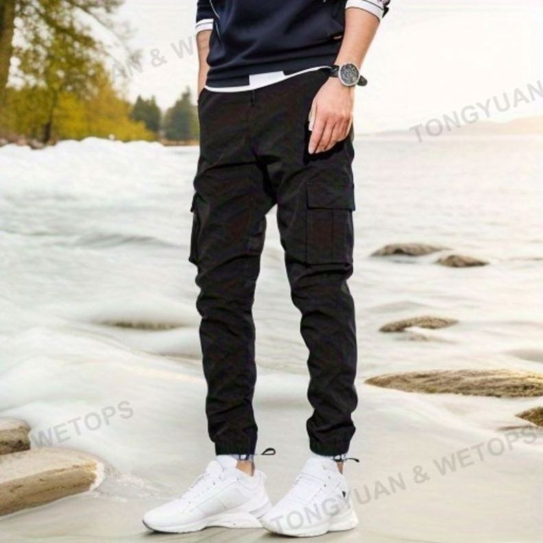 Custom Clothing Streetwear Cargo Sweatpants  Tapered Jogger Pants  Polyester Track Pants  Workout Cargo Shorts Trousers