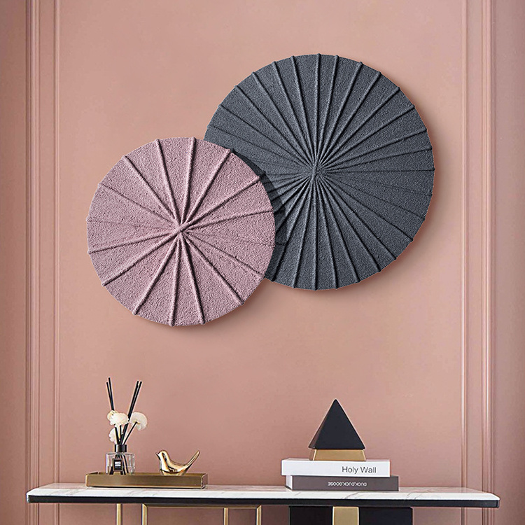 Artist design 3D Wal art installation contemporary umbrella round shape handmade textured wall art painting