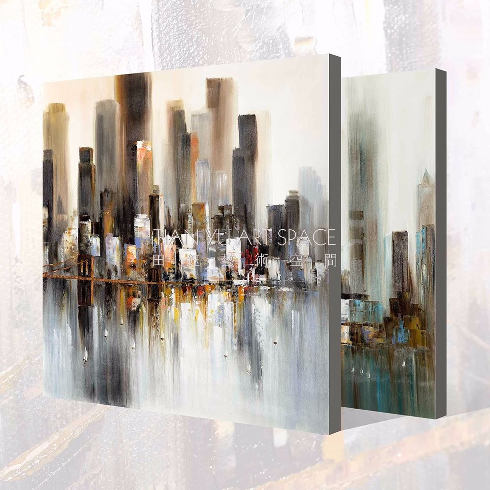 Chinese Factory Wholesale 100% Hand painted Canvas Wall art Modern style city view Abstract Scenery Oil Painting on Canvas