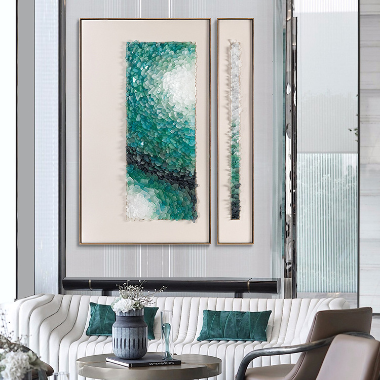 Award winning design Sea Glass 3D Wall art Framed Modern luxury Home decorations Installation Mixed media artwork Wall decor