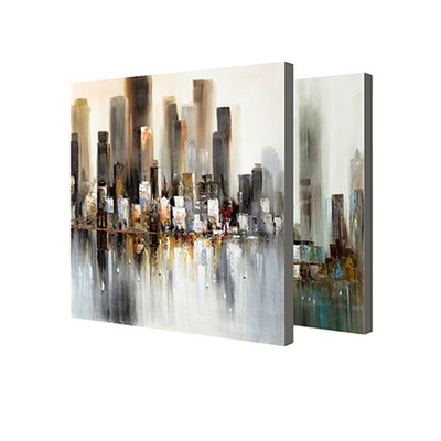 Chinese Factory Wholesale 100% Hand painted Canvas Wall art Modern style city view Abstract Scenery Oil Painting on Canvas