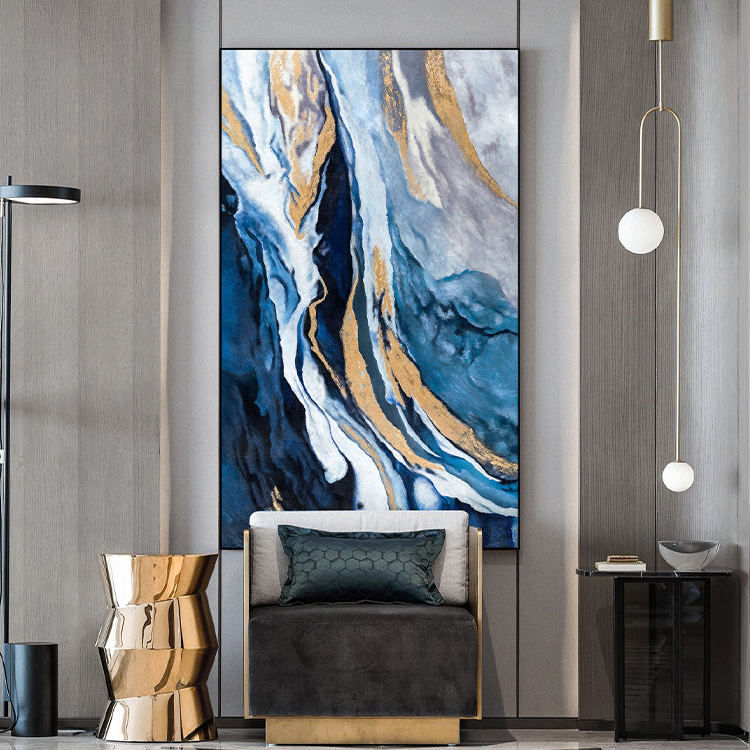 Blue series abstract art light luxury advanced living room hanging painting restaurant porch hotel decorative picture sofa art